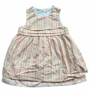 Specialty baby pinstripe spring butterfly embroidered sleeveless Easter dress